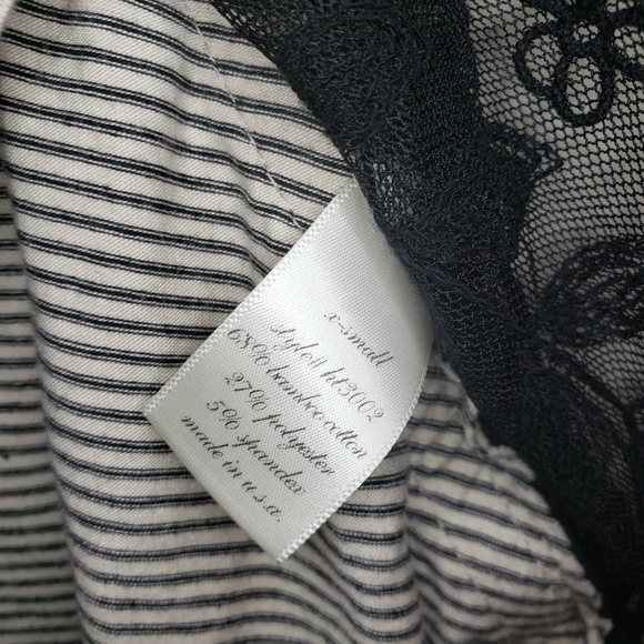 Francesca's Black and Gray Striped Lace Panel Top - Picture 5 of 5